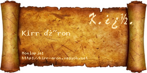 Kirr Áron névjegykártya